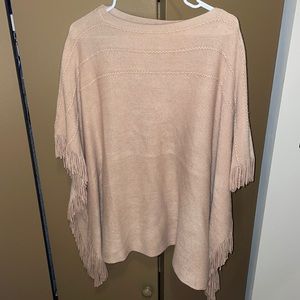 Beige Shrug / Poncho with fringe